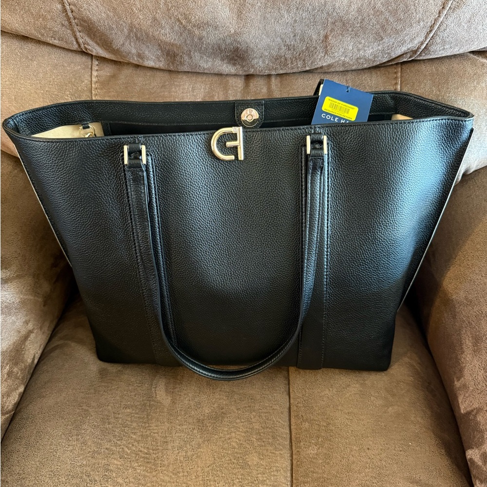 Cole Haan Black Pebbled Leather Tote